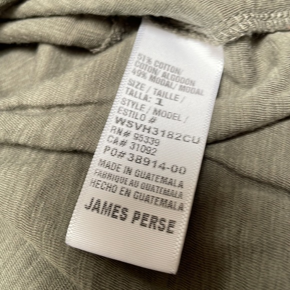 James Perse Olive Khaki Green Cotton Modal Tee T Shirt Top Scoop Neck 1 S - Picture 4 of 4